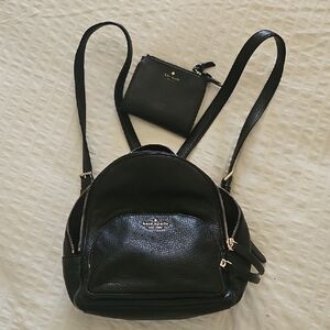 Kate Spade Small Black Backpack with Matching Wallet